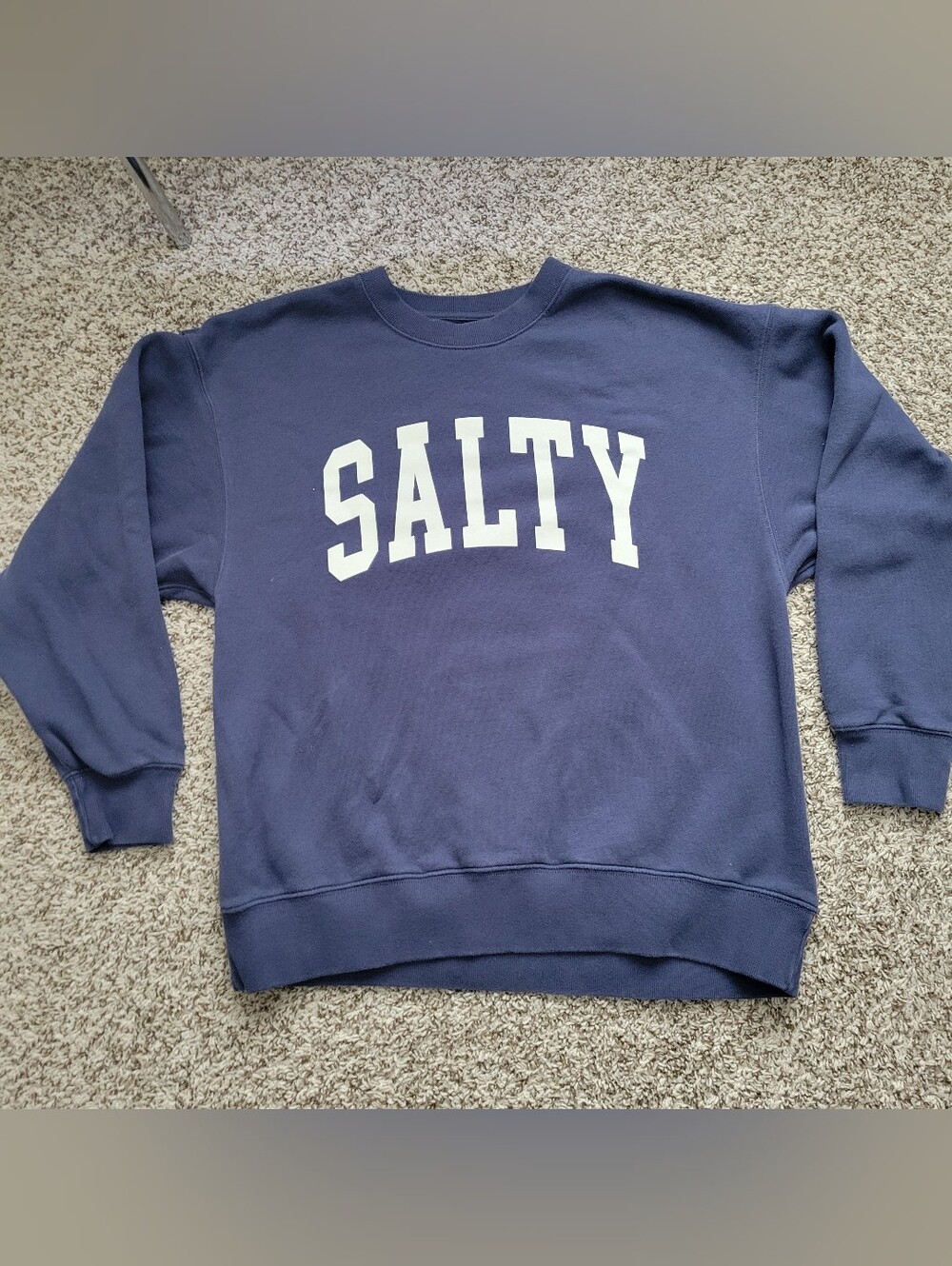 Abercrombie & Fitch Sweatshirt Fleece Salty Baby Blue Ivory White Crew Medium